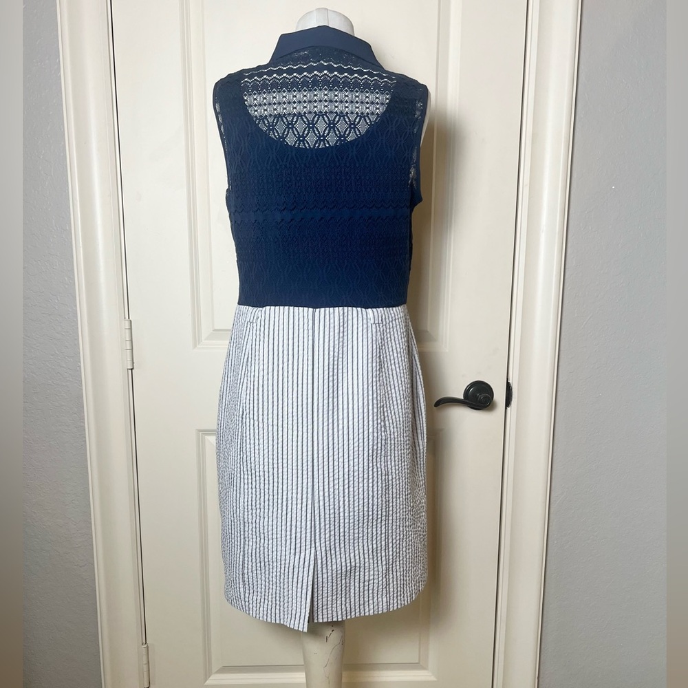 ALYX dress navy blue lace top with white and blue pin striped skirt - Picture 3 of 10